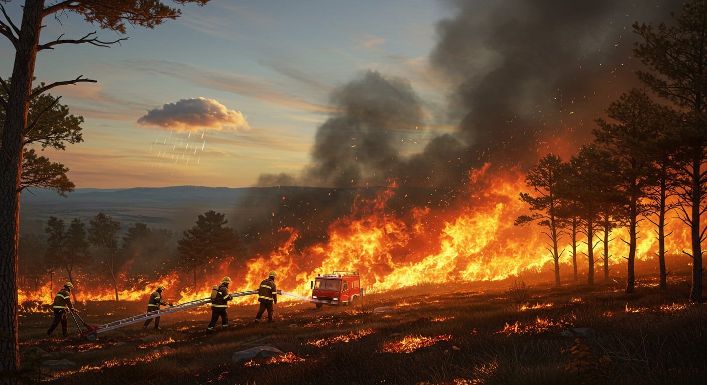 Fire in Spagna: il vento sfida i vigili del fuoco