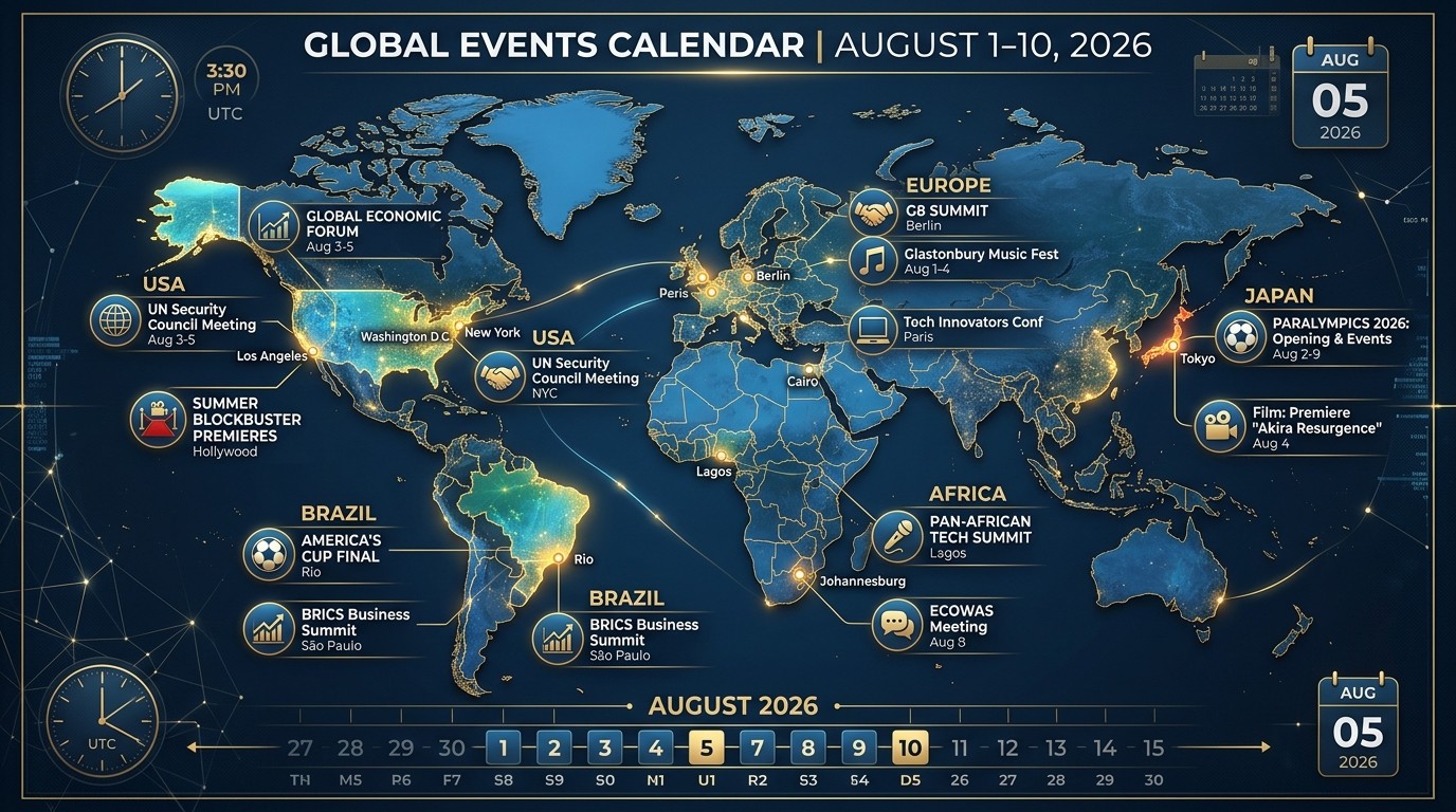 Agenda internazionale: eventi chiave dal 1 al 9 agosto 2026