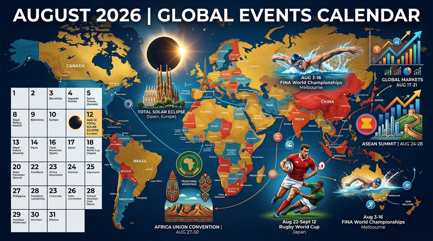 Agenda internazionale: grandi eventi dal 9 al 17 agosto 2026