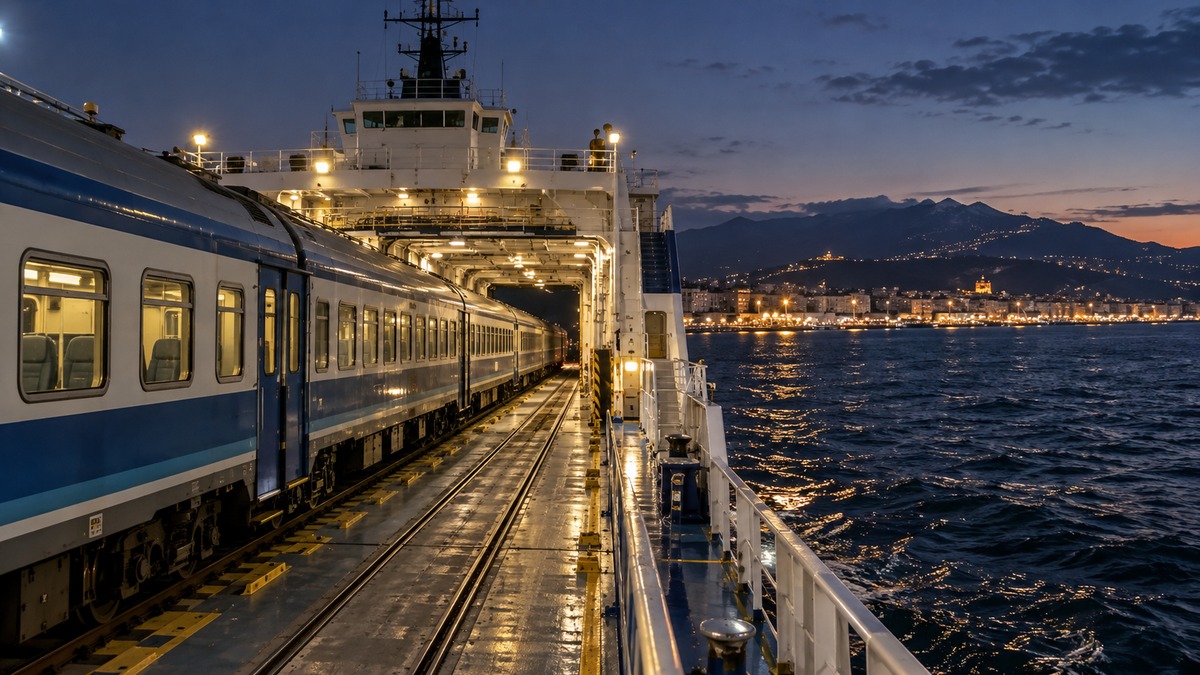 C'è un treno diretto che da Roma arriva in Sicilia senza mai farti scendere: sale sul traghetto e attraversa lo Stretto mentre i passeggeri dormono